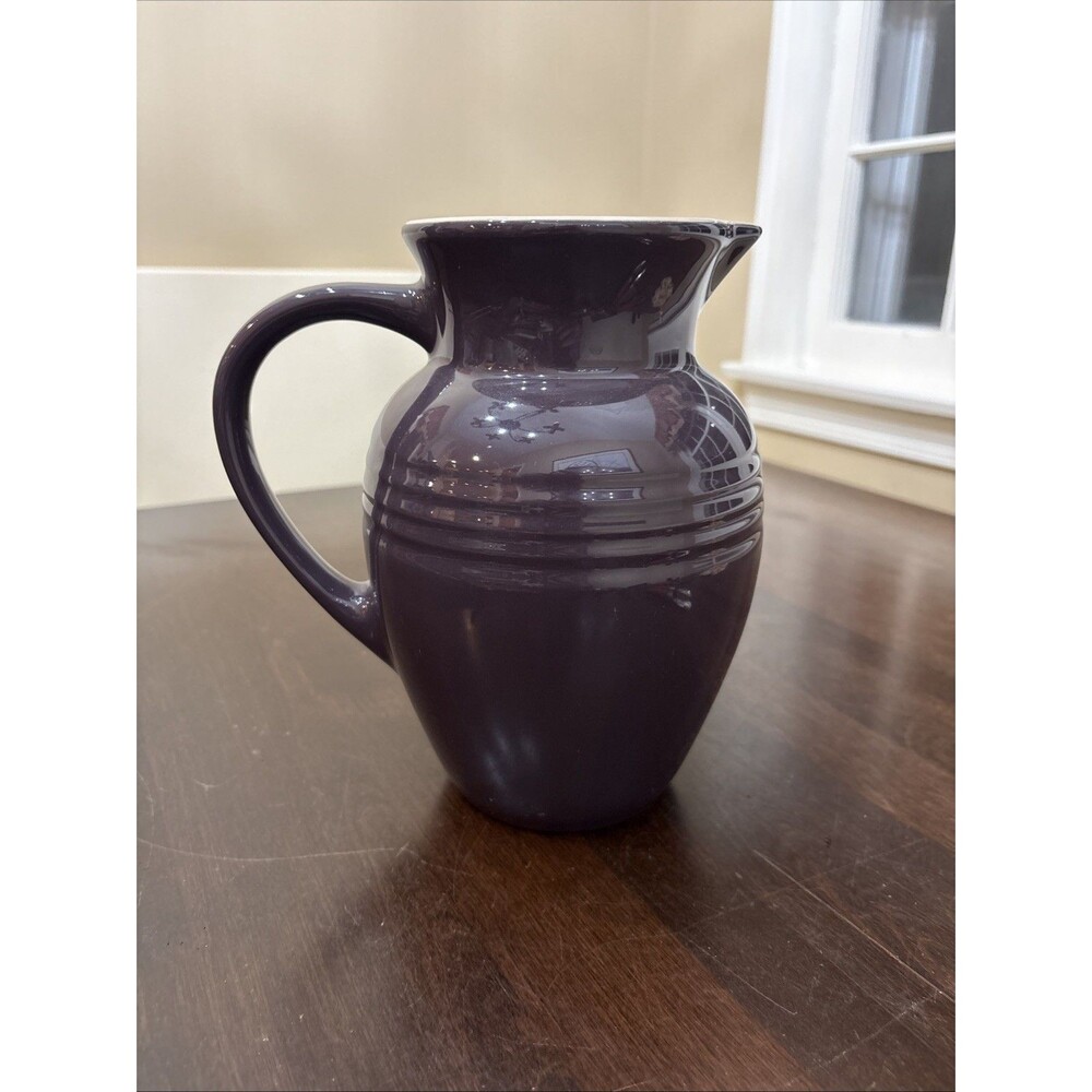 VTG Le Creuset 09 32 Breakfast Jug Pitcher Cassis Purple Glazed Stoneware France